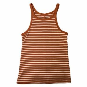 GAP Striped Rib Tank Top in Rust, Size S NWOT
